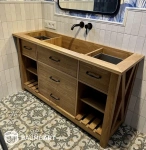 Тумба под раковину с 4 ящиками - рустикальный стиль в интерьере ванной