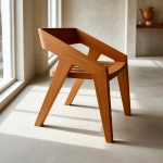 Деревянный стул с тонировкой в цвет орех в минималистичной столовой