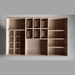 Органайзеры для хранения в ящик — расположение секций с тканью light beige