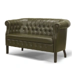 Диван Hugo обивка из кожи в классическом стиле, chesterfield. ID-3