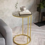 Кофейный столик MyOry Lumina круглый со стеклянной столешницей и золотым каркасом