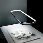люстра овальная потолочная на подвесах алюминиевый корпус RdLamp над рабочим столом художника или дизайнера