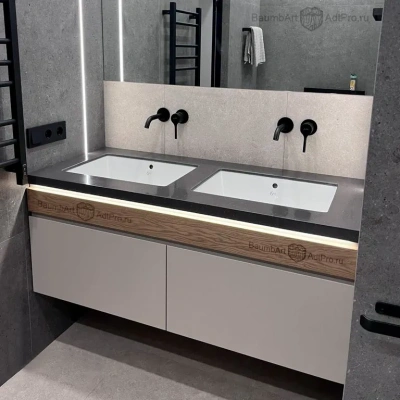 Тумба подвесная ДЖОАН из МДФ 140см. со столешницей из искусственного камня