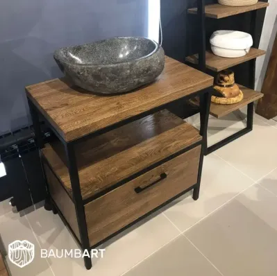Комплект для ванной комнаты: тумба ЛИЛАНН и раковина из речного камня