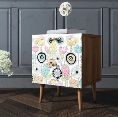 Изготовленная мебель на заказ - прикроватная тумбочка с двумя ящиками "Berber" (Принт-03) создаст неповторимую тмосферу в Вашей комнате. Каталог мебели из России - AdtPro. Id-1