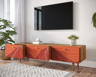 Удлинённый низкий комод с ящиками  под тв "Berber" (Принт-49) идеальное решение для тех, кто хочет привнести особый шарм в свой интерьер. Каталог мебели из России - AdtPro. Id-1