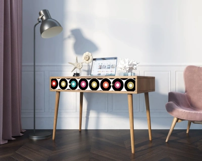 Купите мебель для Вашего интерьера - небольшой рабочий письменный стол с выдвижными ящиками "Berber" (Принт-37). Каталог мебели из России - AdtPro. Id-2