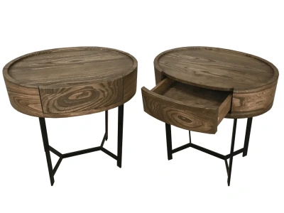  круглая прикроватная тумба, журнальный столик из массива с металлическими ножками  Каталог мебели из России - AdtPro Id-0