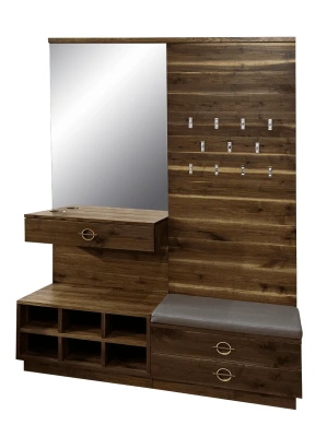  прихожая с зеркалом из массива американского ореха с обувницей и тумбой с ящиками  Каталог мебели из России - AdtPro Id-0