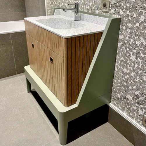 тумба под раковину МДФ со шпоном дуба опоры - массив бука с покрытием эмалью в цвет по RAL/NCS