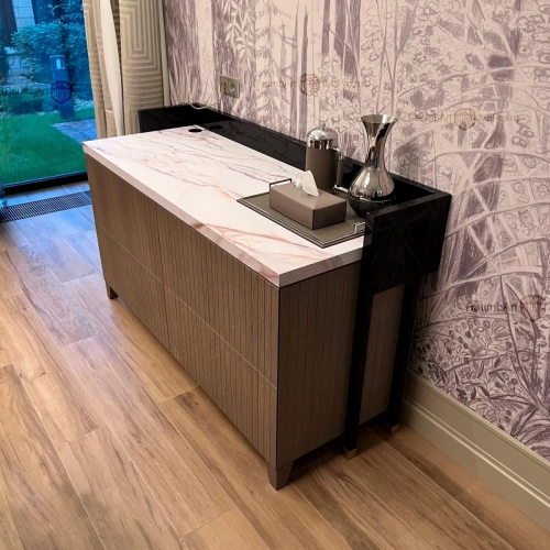 Дизайнерский комод для гостиной столешница из кварцевого агломерата