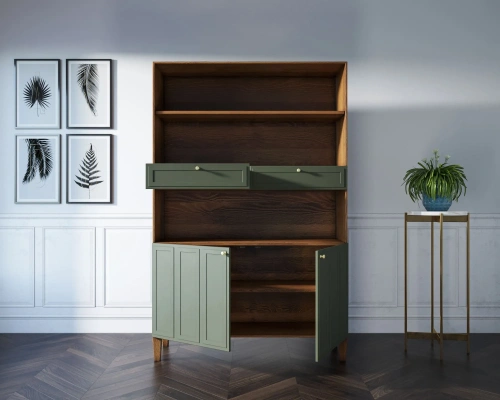 Заказать эксклюзивный стеллаж напольный широкий двухстворчатый "Andersen" цвет темно оливковый, который станет приятным дополнением к неповторимому дизайну вашей комнаты. Каталог мебели из России - AdtPro. Id-1