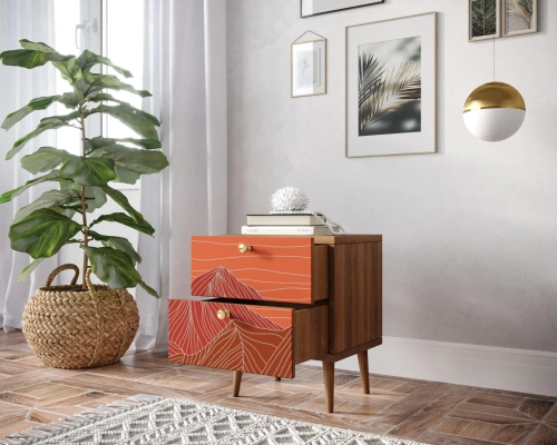 Стильная прикроватная тумбочка "Berber УФ-Принт-49" с двумя ящиками и УФ-принтом