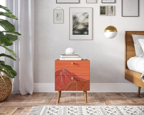 Прикроватная тумбочка "Berber" (Принт-49) станет идеальным дополнением интерьера спальни в скандинавском стиле