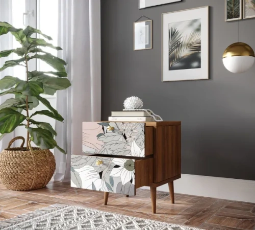 Атмосфера в комнате станет приятнее, а дизайн жилища неповторимым если Вы закажете прикроватная тумбочка с двумя ящиками "Berber" (Принт-50). Каталог мебели из России - AdtPro. Id-1