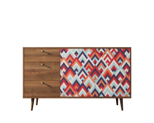 Атмосфера в комнате станет приятнее, а дизайн жилища неповторимым если Вы закажете современный длинный комод с двумя дверками и ящиками "Berber" (Принт-02). Каталог мебели из России - AdtPro. Id-2