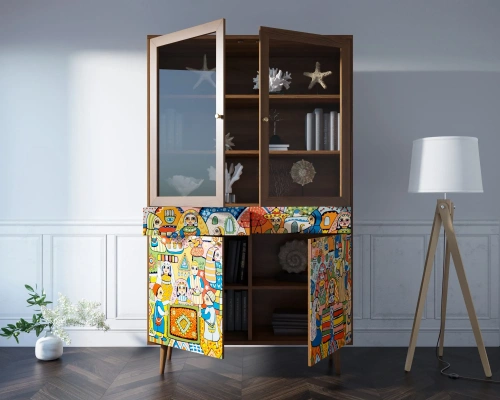 Атмосфера в комнате станет приятнее, а дизайн жилища неповторимым если Вы закажете столовый буфет для посуды "Berber" (Принт-01). Каталог мебели из России - AdtPro. Id-2