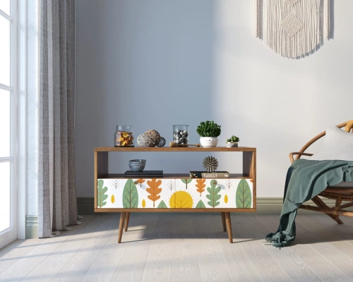 Эксклюзивная консоль с двумя ящиками "Berber" и УФ-принтом (Принт-30) . Размер 100×40×60 см. Скандинавский стиль