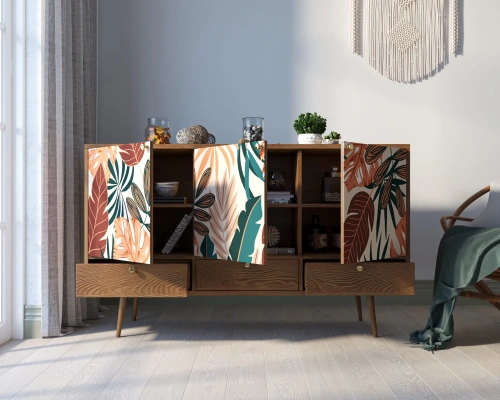 Купите мебель для Вашего интерьера - современный длинный комод три дверки и три ящика "Berber" (Принт-25). Каталог мебели из России - AdtPro. Id-1