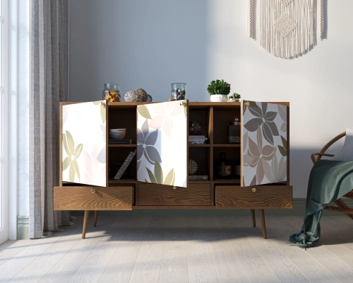 У нас вы можете заказать современный длинный комод три дверки и три ящика "Berber" (Принт-27), который дополнит дизайн интнрьера вашей комнаты. Каталог мебели из России - AdtPro. Id-1