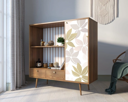 Атмосфера в комнате станет приятнее, а дизайн жилища неповторимым если Вы закажете стеллаж напольный с выдвижными и дверцей "Berber" (Принт-27). Каталог мебели из России - AdtPro. Id-2