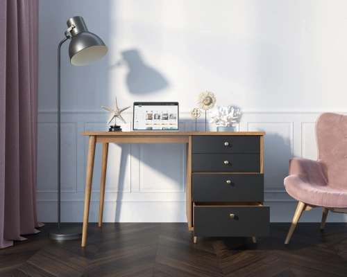 Стол рабочий с тумбой "Berber" (Принт-33) идеальное решение для тех, кто хочет привнести особый шарм в свой интерьер. Каталог мебели из России - AdtPro. Id-1