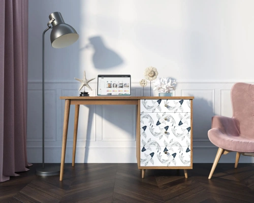 Письменный стол "Berber" с тумбой и 4 ящиками | УФ-принт №36 | стиль скандинавский