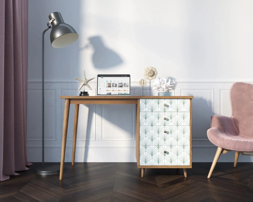 Дизайн стола Berber - деревянные ножки и принт на фасаде (Принт-38)