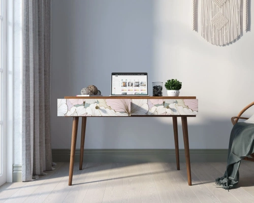 Рабочий стол "Berber" (Принт-31) - деревянные ножки из ясеня и фактура столешницы