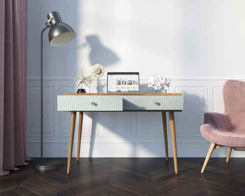 Вместительные выдвижные ящики письменного стола "Berber" (Принт-34) в скандинавском стиле