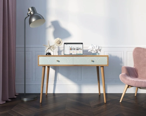 Письменный стол Berber с серым УФ-принтом (Принт-34)  в интерьере домашнего кабинета