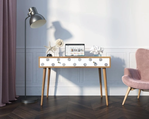 Изготовленная нами мебель на заказ - небольшой письменный рабочий стол с ящиками "Berber" (Принт-35) несомненно станет предметом интеьера, на который невозможно будет необратить внимание. Каталог мебели из России - AdtPro. Id-3