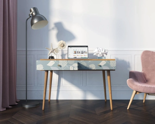 Изготовленная нами мебель на заказ - небольшой рабочий стол с выдвижными ящиками "Berber" (Принт-39) несомненно станет предметом интеьера, на который невозможно будет необратить внимание. Каталог мебели из России - AdtPro. Id-1