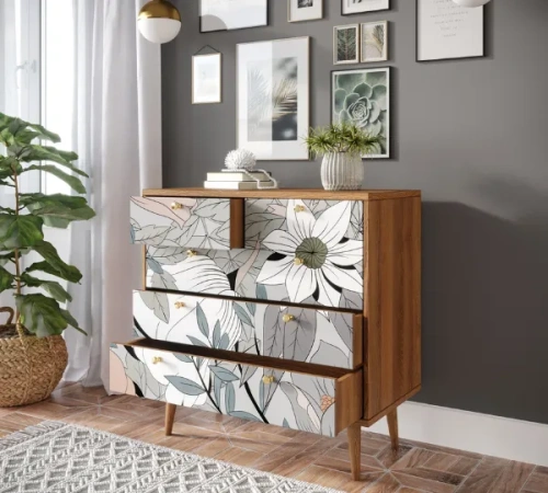 Изготовленная мебель на заказ - комод пять ящиков "Berber" (Принт-50) создаст неповторимую тмосферу в Вашей комнате. Каталог мебели из России - AdtPro. Id-1