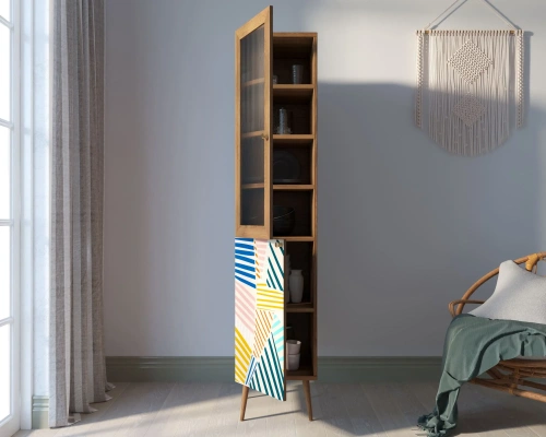 Атмосфера в комнате станет приятнее, а дизайн жилища неповторимым если Вы закажете буфет узкий для посуды в гостиную "Berber" (Принт-42). Каталог мебели из России - AdtPro. Id-1