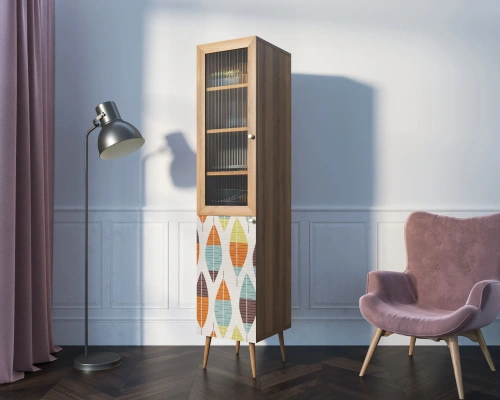 Изготовленная мебель на заказ - буфет узкий для посуды в гостиную "Berber" (Принт-48) создаст неповторимую тмосферу в Вашей комнате. Каталог мебели из России - AdtPro. Id-2