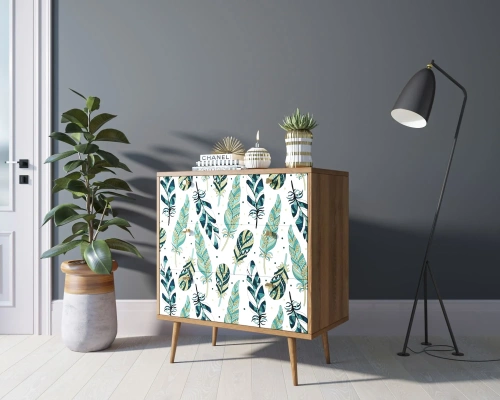 Комод Berber (Принт-44)  с тремя ящиками - вид сбоку и деревянные ножки