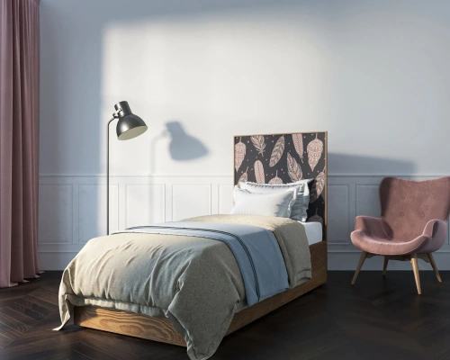 Изготовленная мебель на заказ - двуспальная кровать "Berber" (Принт-40) создаст неповторимую тмосферу в Вашей комнате. Каталог мебели из России - AdtPro. Id-2