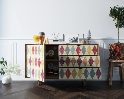 У нас вы можете заказать длинный комод с ящиками и дверкой "Bruni print". Цвет орех, который дополнит дизайн интнрьера вашей комнаты. Каталог мебели из России - AdtPro. Id-2