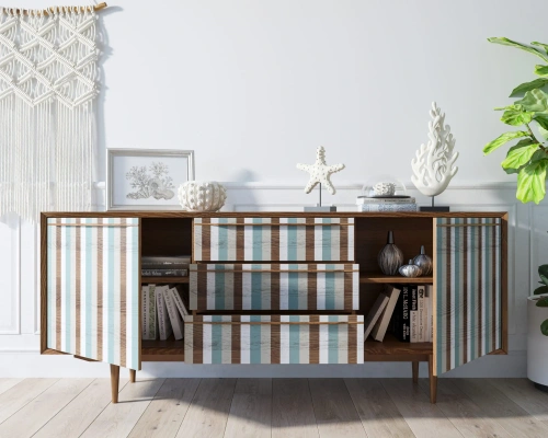 Ваш интерьер украсит оригинальный удлинённый комод с тремя ящиками и дверками "Bruni print 1" (Принт-1). Цвет орех.  Каталог мебели из России - AdtPro. Id-1