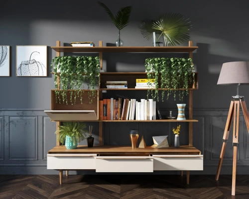 У нас вы можете заказать стеллаж напольный с ящиками для книг "Bruni white" цвет орех, который дополнит дизайн интнрьера вашей комнаты. Каталог мебели из России - AdtPro. Id-1