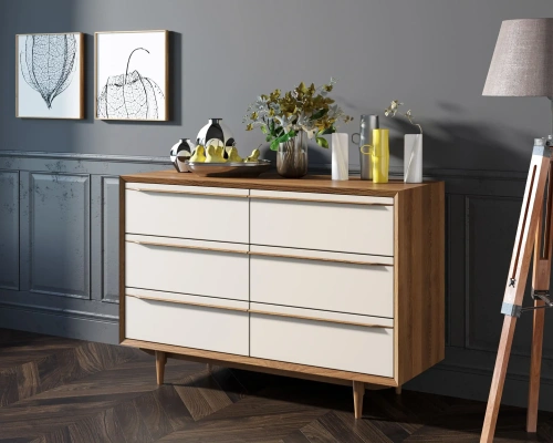 Заказанный у нас эксклюзивный удлинённый комод с шестью ящиками "Bruni white" цвет орех позволит добавить изюминку в интерьер помещения, создать атмосферу свежести и домашнего уюта. Каталог мебели из России - AdtPro. Id-2