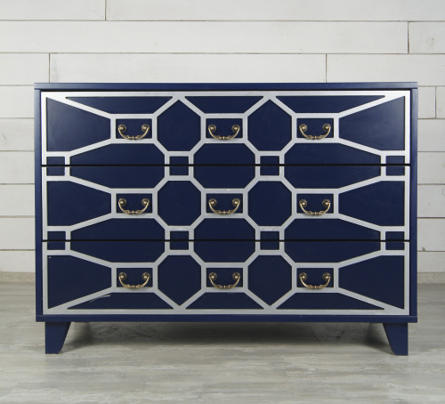 Синий комод Gouache с тремя ящиками в стиле ретро-поп-арт