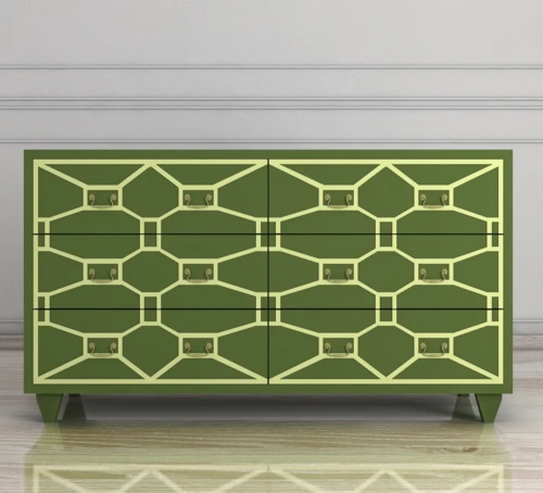 Купите мебель для Вашего интерьера - длинный зеленый комод 6 ящиков "Emerald". Цвет зеленый. Каталог мебели из России - AdtPro. Id-1