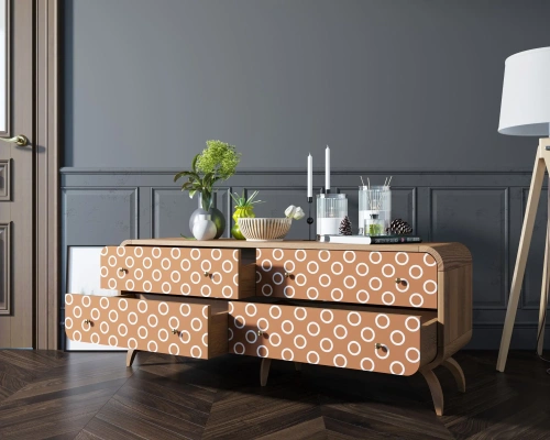 Вместительные ящики комода Ellipse (Принт-3) для организации хранения в гостиной
