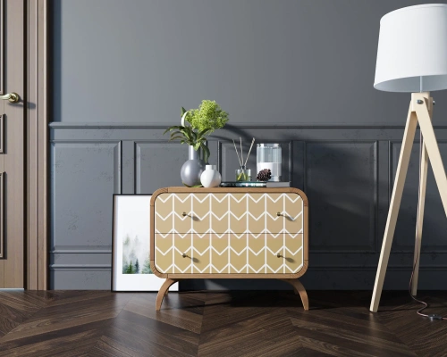 Ваш интерьер украсит оригинальный низкий комод с двумя ящиками "Ellipse print" (Принт-1) цвет орех.  Каталог мебели из России - AdtPro. Id-3