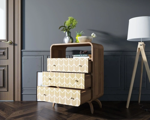 Купите мебель для Вашего интерьера - высокий комод с тремя ящиками "Ellipse print" (Принт-1) цвет орех. Каталог мебели из России - AdtPro. Id-1