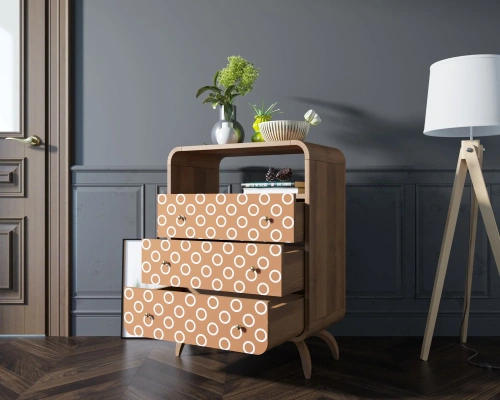 Изготовленная мебель на заказ - высокий комод с тремя ящиками "Ellipse print" (Принт-3) цвет орех создаст неповторимую тмосферу в Вашей комнате. Каталог мебели из России - AdtPro. Id-1