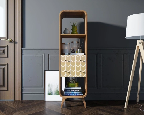 У нас вы можете заказать стеллаж напольный узкий с ящиками "Ellipse print" (Принт-01) цвет орех, который дополнит дизайн интнрьера вашей комнаты. Каталог мебели из России - AdtPro. Id-3