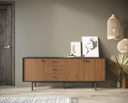  Изготовим мебель на заказ - комод с тремя дверками и тремя ящиками  Emerson производство Этажерка. Каталог мебели из России - AdtPro. Id-3